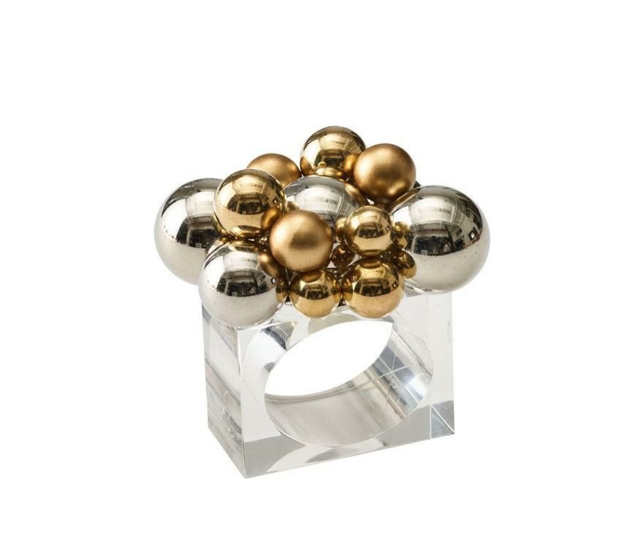 Seasonal Kim Seybert | Kim Seybert Napkin Rings Bauble Napkin Ring In Gold & Silver, Set Of 4