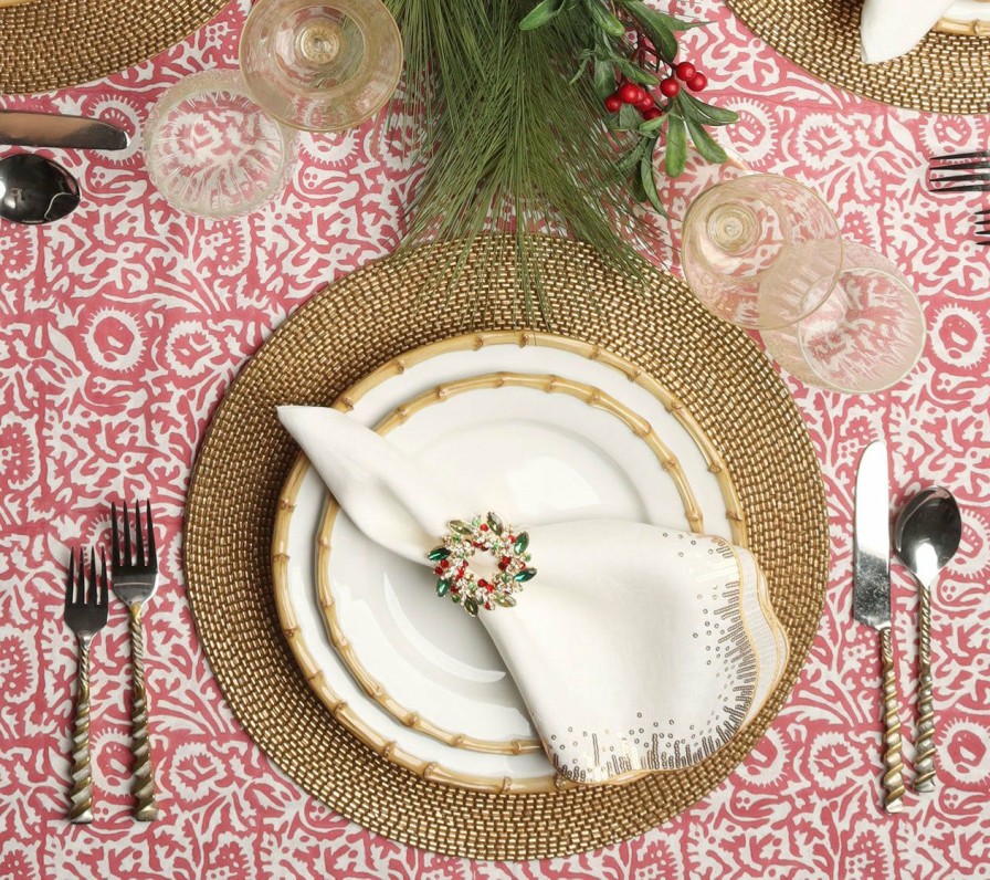 Tablecloths/Runners Kim Seybert | Kim Seybert Zahara Tablecloth In White & Red