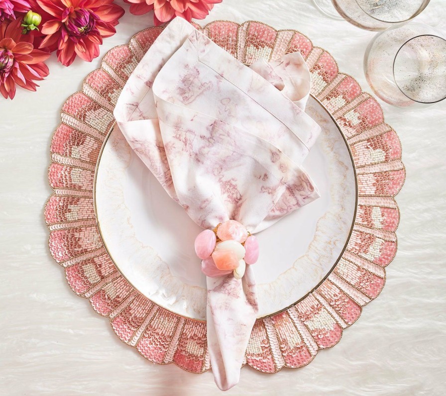 Seasonal Kim Seybert | Kim Seybert Sea Stone Napkin Ring In Blush, Set Of 4